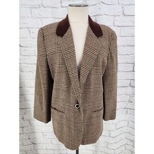 Vintage Tweed Jacket Blazer 12 Academia Country Equestrian Heritage Houndstooth